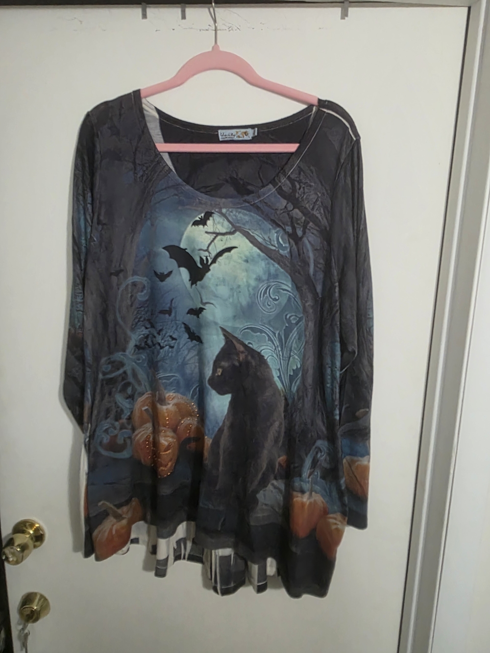 Mystic Black Cat 2X Halloween Long-Sleeve Tunic by Unity World